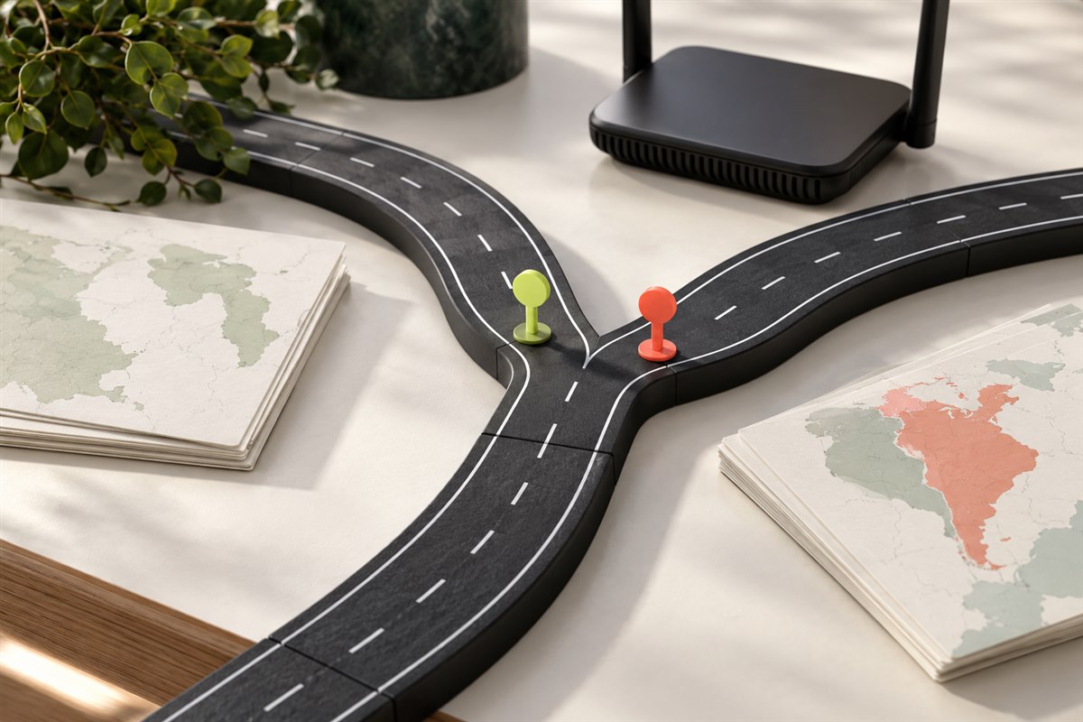 双线路分岔赛道模型与路由设备